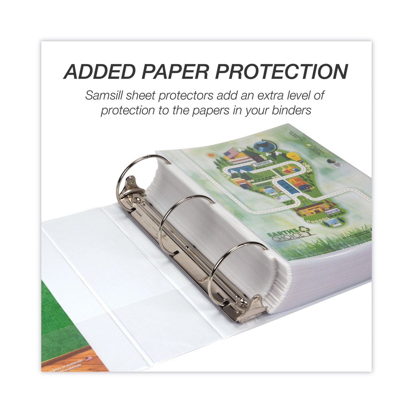Samsill Earth's Choice Biobased Round Ring View Binder, 3 Rings, 4" Capacity, 11 x 8.5, White