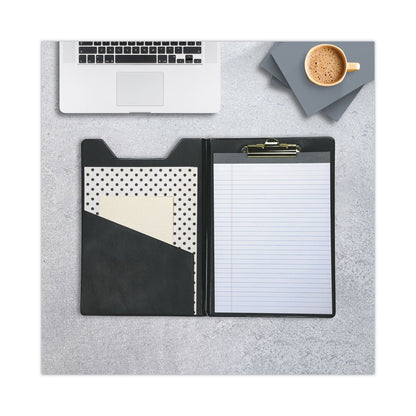 Samsill Value Padfolio, Heavyweight Sealed Vinyl, Brass Clip, Inside Front Pocket, Black