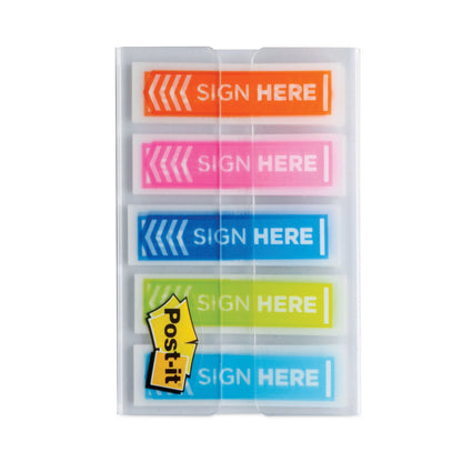 Post-it Arrow Message 0.5" Page Flags, Five Assorted Bright Colors, 20 Flags/Dispenser, 5 Dispensers/Pack