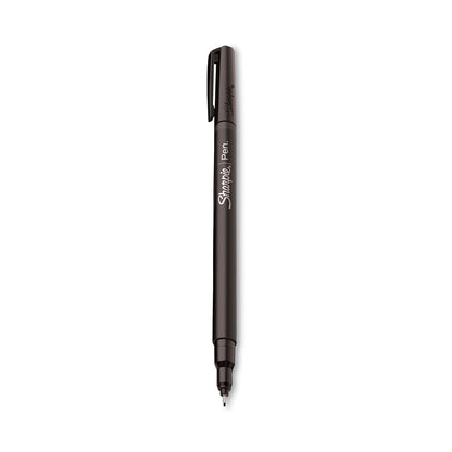 Sharpie Water-Resistant Ink Porous Point Pen, Stick, Fine 0.4 mm, Black Ink, Black/Gray Barrel, Dozen