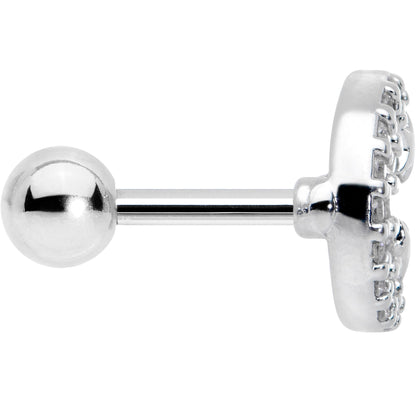 16G 1/4 Clear CZ Gem Starry Crescent Moon Cartilage Tragus Earring