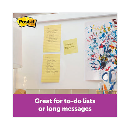 Post-it Pads in Canary Yellow, Note Ruled, 4" x 6", 90 Sheets/Pad, 5 Pads/Pack