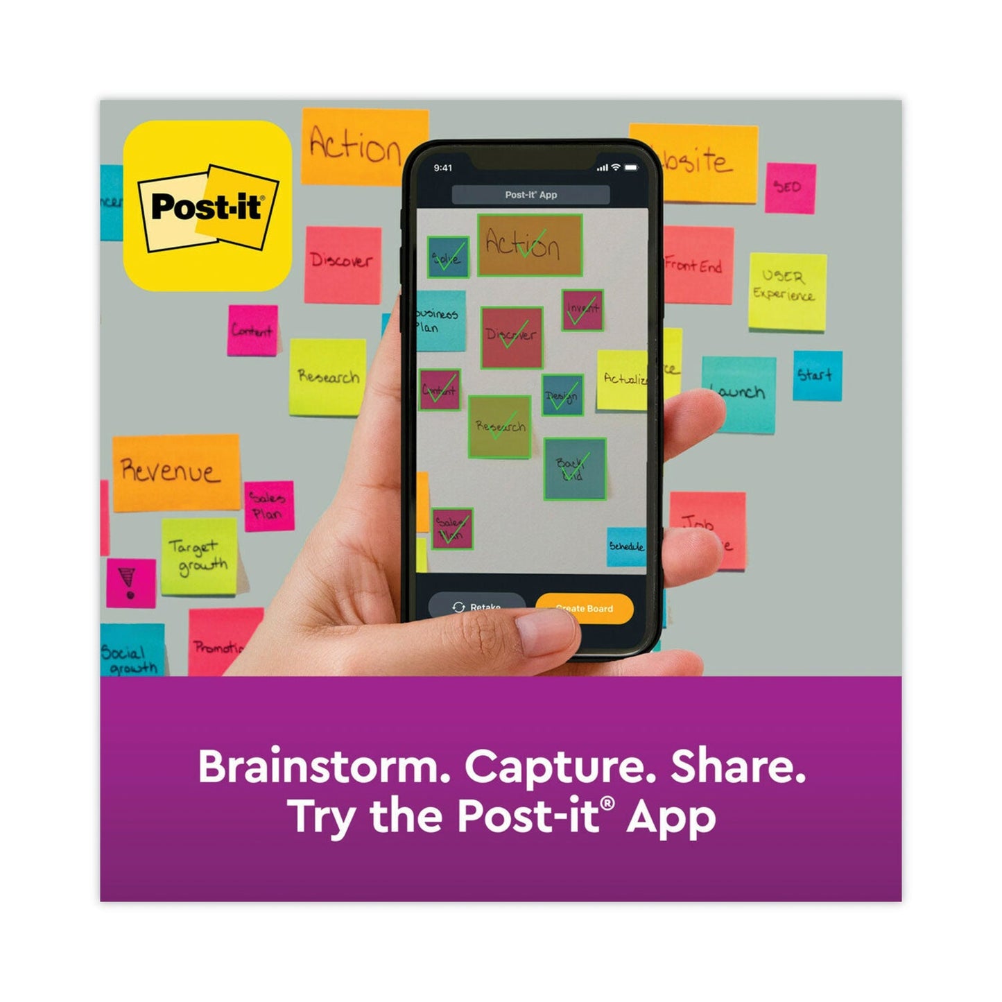 Post-it Recycled Notes in Wanderlust Pastels Collection Colors, 3" x 3", 90 Sheets/Pad, 12 Pads/Pack