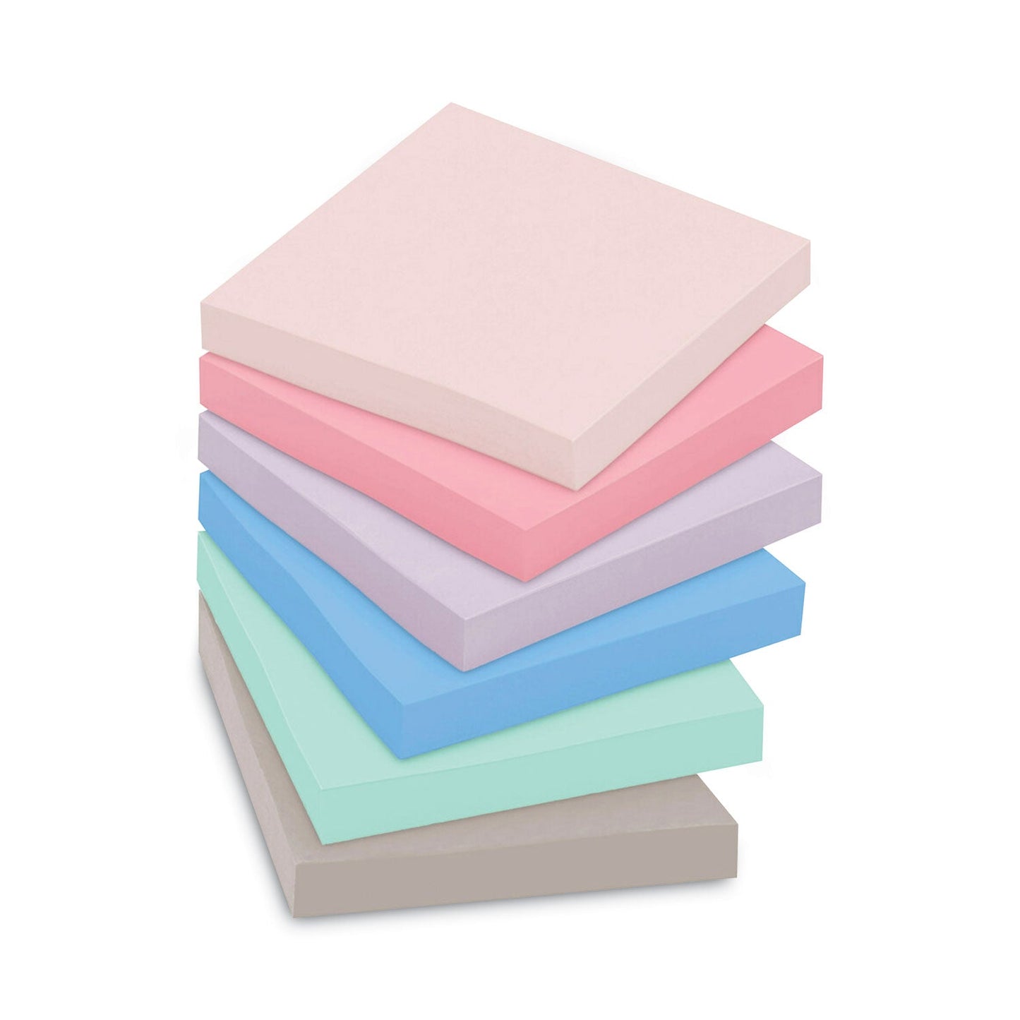 Post-it Recycled Notes in Wanderlust Pastels Collection Colors, 3" x 3", 90 Sheets/Pad, 12 Pads/Pack