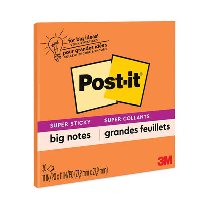 Post-it Big Notes, Unruled, 11 x 11, Orange, 30 Sheets