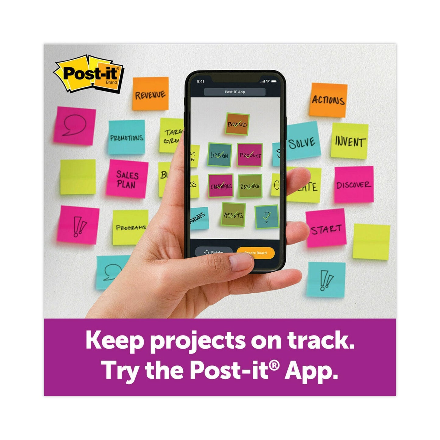 Post-it Big Notes, Unruled, 11 x 11, Orange, 30 Sheets