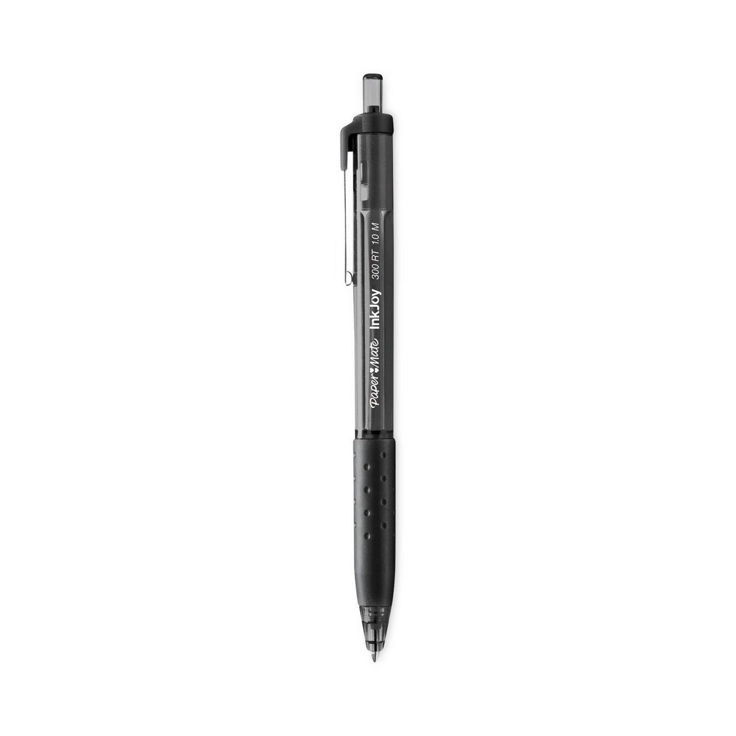 Paper Mate InkJoy 300 RT Ballpoint Pen, Refillable, Retractable, Medium 1 mm, Black Ink, Smoke Barrel, 36/Box