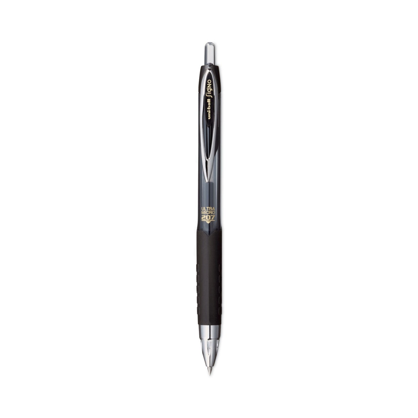 uniball 207 Signo Gel Ultra Micro Gel Pen, Retractable, Extra-Fine 0.38 mm, Black Ink, Smoke Barrel