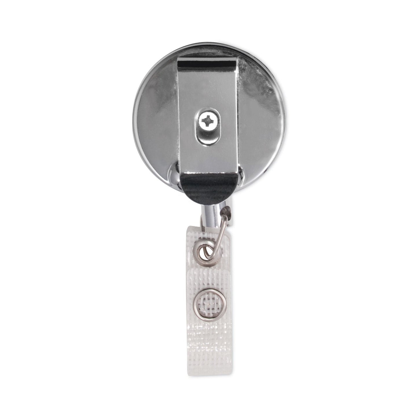 Advantus Premier Heavy-Duty Retractable ID Card Reel, 24" Extension, Black/Silver, 12/Box