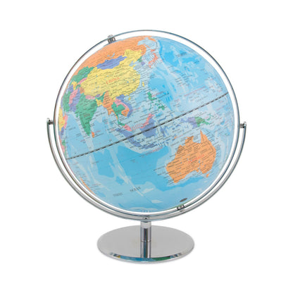 Advantus 12-Inch Globe with Blue Oceans, Silver-Toned Metal Desktop Base, Full-Meridian