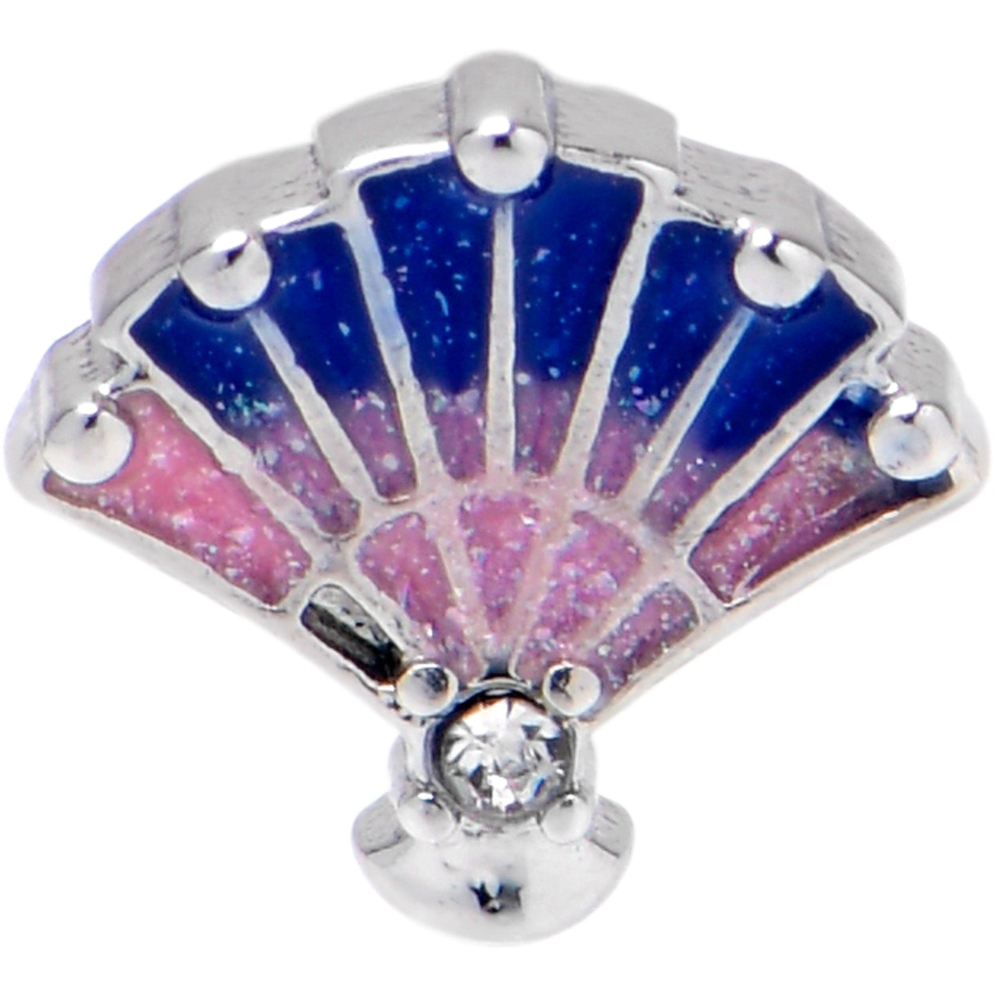 16G 5/16 Clear CZ Gem Mesmerizing Ocean Sea Shell Magic Labret Tragus