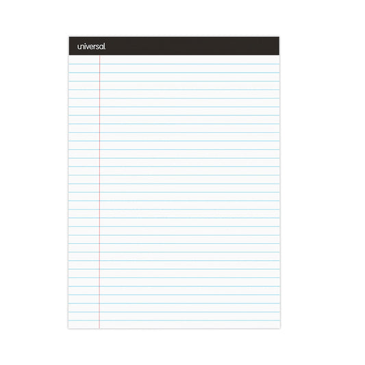 Universal Premium Ruled Writing Pads with Heavy-Duty Back, Wide/Legal Rule, Black Headband, 50 White 8.5 x 11 Sheets, 6/Pack