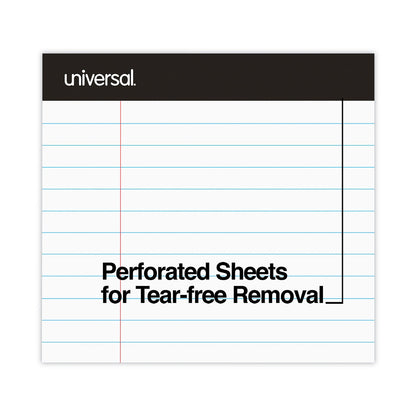 Universal Premium Ruled Writing Pads with Heavy-Duty Back, Wide/Legal Rule, Black Headband, 50 White 8.5 x 11 Sheets, 6/Pack