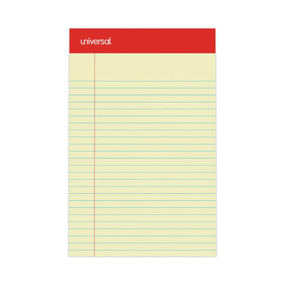 Universal Perforated Ruled Writing Pads, Narrow Rule, Red Headband, 50 Canary-Yellow 5 x 8 Sheets, Dozen
