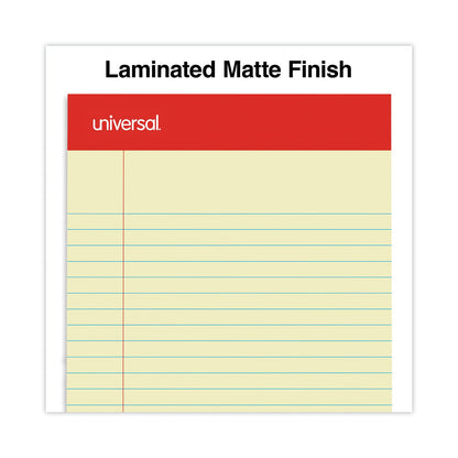 Universal Perforated Ruled Writing Pads, Narrow Rule, Red Headband, 50 Canary-Yellow 5 x 8 Sheets, Dozen