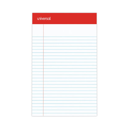 Universal Perforated Ruled Writing Pads, Narrow Rule, Red Headband, 50 White 5 x 8 Sheets, Dozen