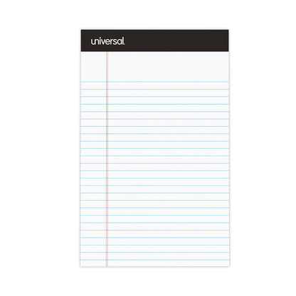 Universal Premium Ruled Writing Pads with Heavy-Duty Back, Narrow Rule, Black Headband, 50 White 5 x 8 Sheets, 12/Pack
