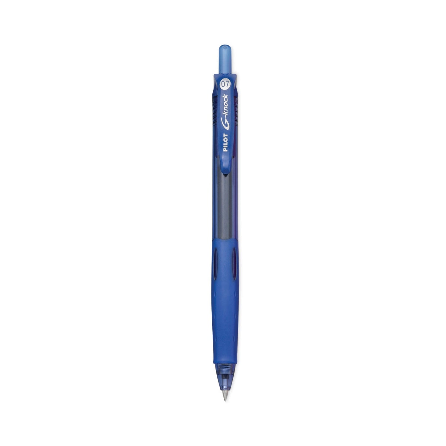 Pilot G-Knock BeGreen Gel Pen, Retractable, Fine 0.7 mm, Blue Ink, Blue Barrel, Dozen