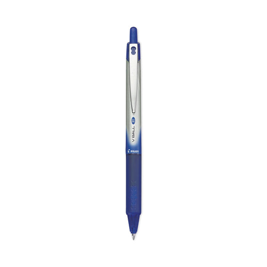 Pilot VBall RT Liquid Ink Roller Ball Pen, Retractable, Fine 0.7 mm, Blue Ink, Blue/White Barrel
