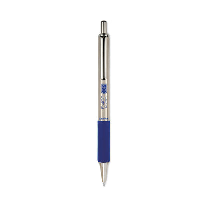 Zebra F-402 Ballpoint Pen, Retractable, Fine 0.7 mm, Blue Ink, Stainless Steel/Blue Barrel, 2/Pack