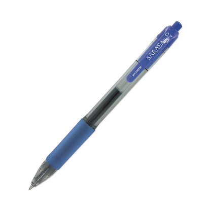 Zebra Sarasa Dry Gel X20 Gel Pen, Retractable, Medium 0.7 mm, Blue Ink, Translucent Blue Barrel, 12/Pack
