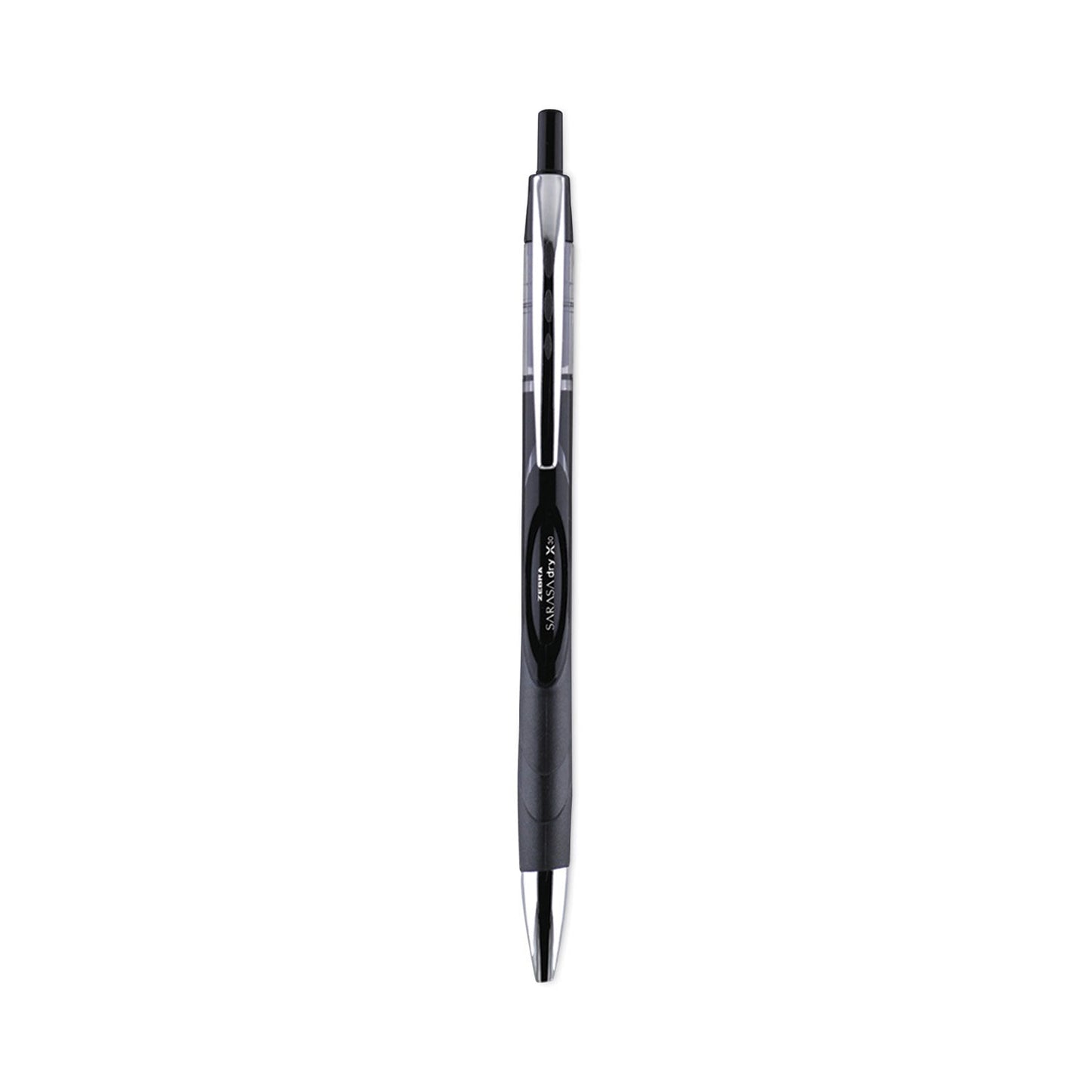 Zebra Sarasa Dry Gel X30 Gel Pen, Retractable, Medium 0.7 mm, Black Ink, Black Barrel, 12/Pack