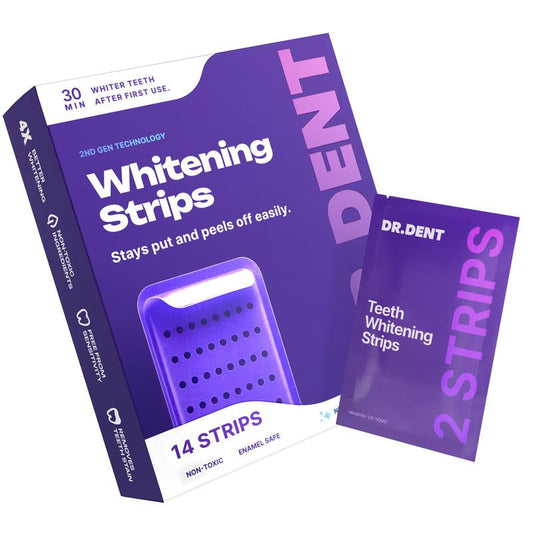 DRDENT Purple Teeth Whitening Strips - 21 Sessions for a Bright Smile - Enamel Safe & Non-Sensitive Formula - Peroxide-Free Whitening Solution