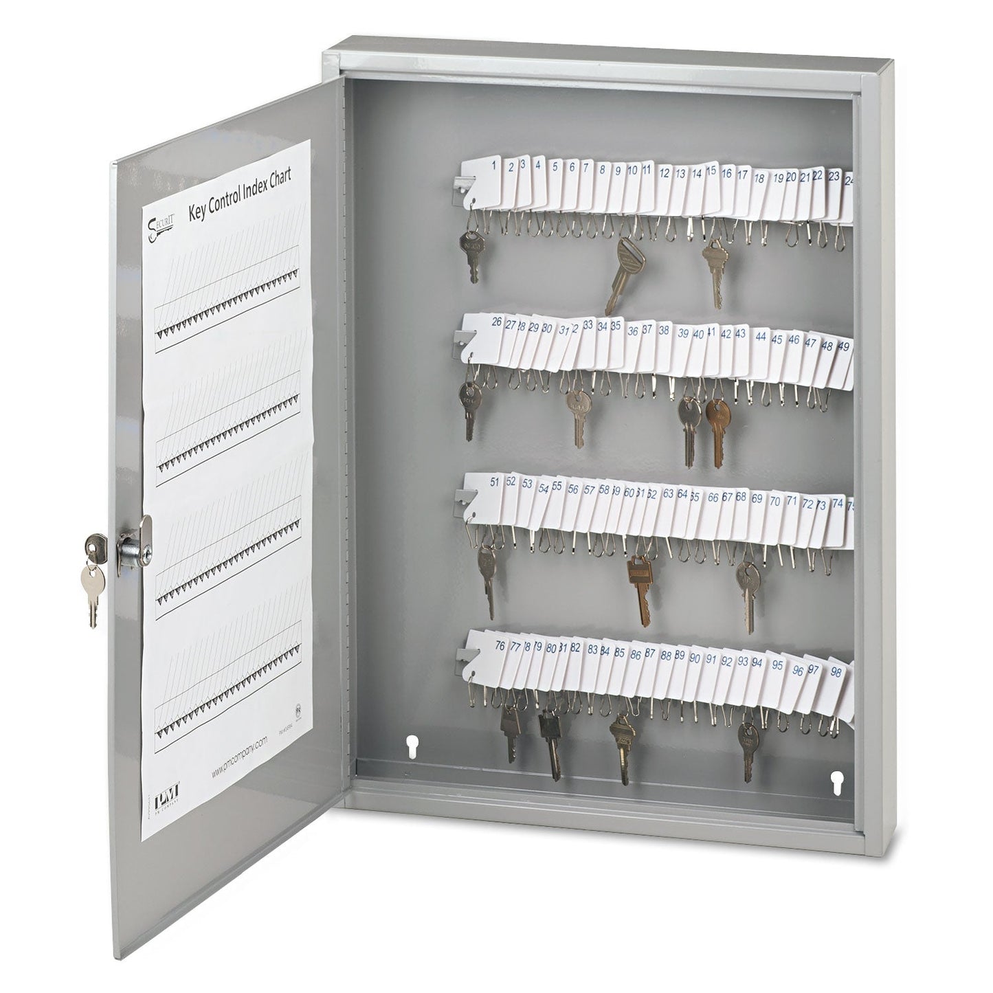 SecurIT Locking Key Cabinet, 100-Key, Steel, Gray, 16.5 x 3 x 22.5
