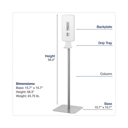 Dial FIT Touch Free Dispenser Floor Stand, 15.7 x 15.7 x 58.3, White