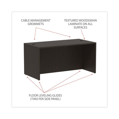 Alera Valencia Series Straight Front Desk Shell, 59.13" x 29.5" x 29.63", Espresso