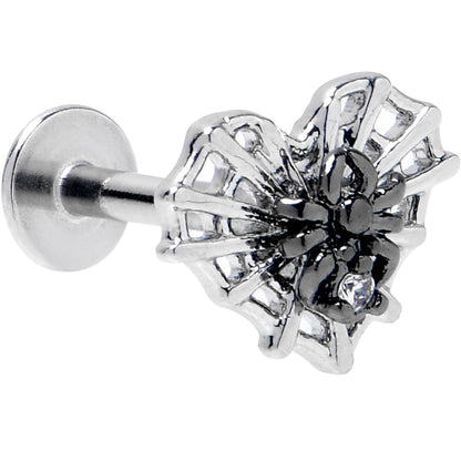 16G 5/16 Clear CZ Gem Heart of Spider Labret Monroe Tragus
