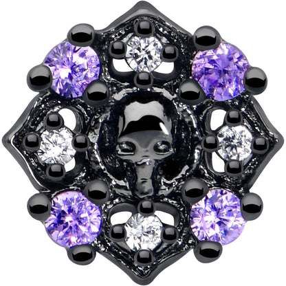 20G 7mm Pink Gem Skull Cross L Shape Nose Ring