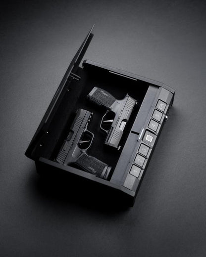 Iron PRO Biometric Fingerprint Gun Safe for Handgun, Swift Entry Gun Lock Box Featuring with Interior Light and Emergency Power Supply, Pistol Safes for Home, Nightstand, Bedside, and Car