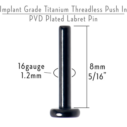 16G 5/16 Black ASTM F-136 Implant Grade Titanium Threadless Post Only Labret