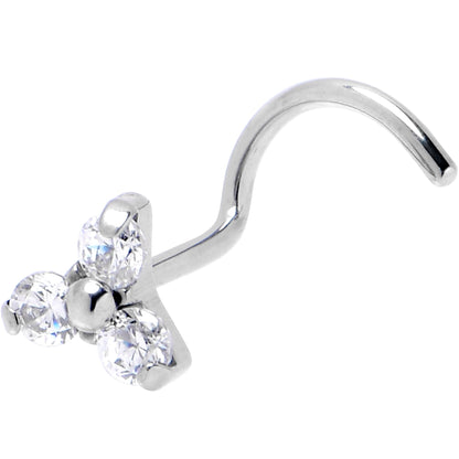 20G 1/4 ASTM Clear CZ Gem F-136 Titanium Threadless Left Nose Screw