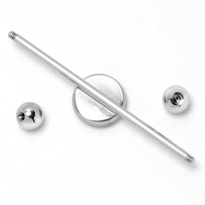 14G Inlay Patriotic Kissy Lips Industrial Barbell 38mm