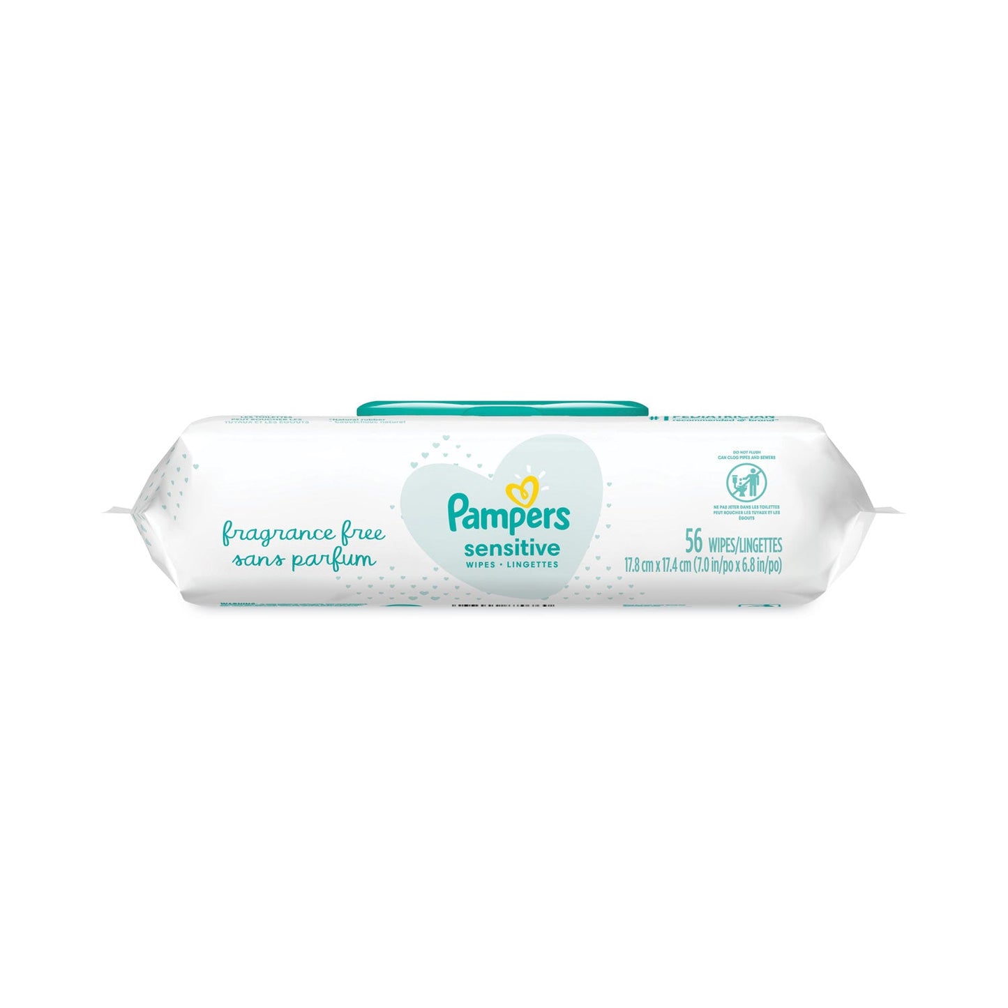 Pampers Sensitive Baby Wipes, 6.8 x 7,  Unscented, White, 56/Pack