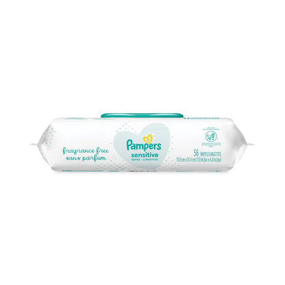 Pampers Sensitive Baby Wipes, 6.8 x 7,  Unscented, White, 56/Pack