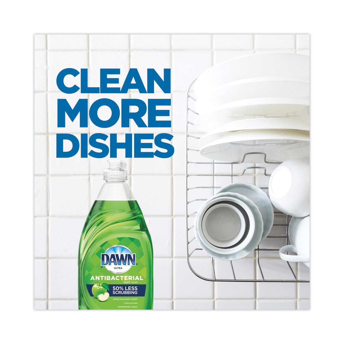 Dawn Ultra Antibacterial Dishwashing Liquid, Apple Blossom Scent, 38 oz Bottle, 8/Carton