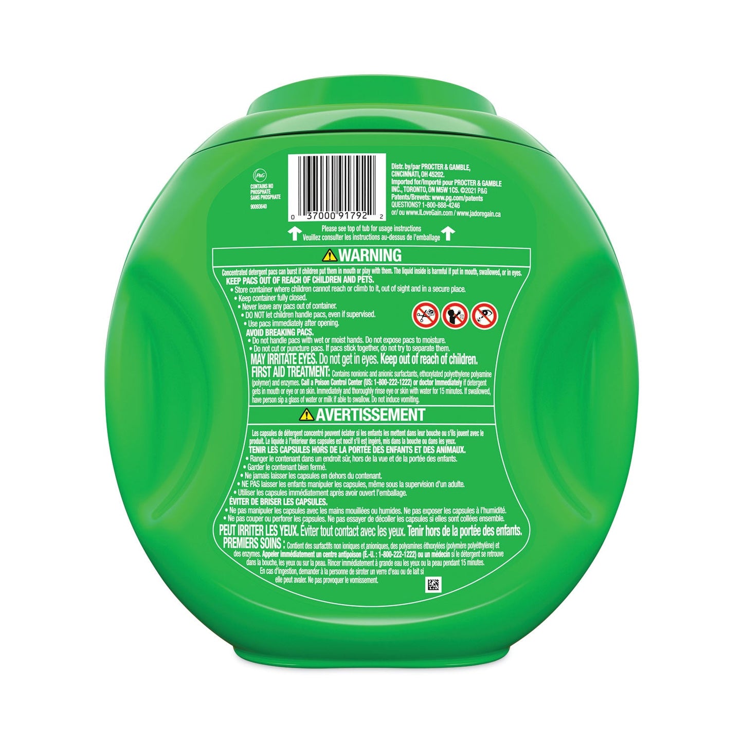 Gain Flings Detergent Pods, Original, 81 Pods/Tub, 4 Tubs/Carton