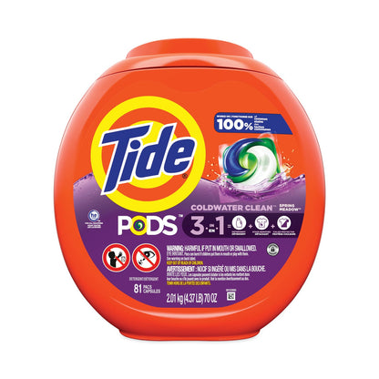 Tide Pods, Spring Meadow, 81 Pods/Tub, 4 Tubs/Carton