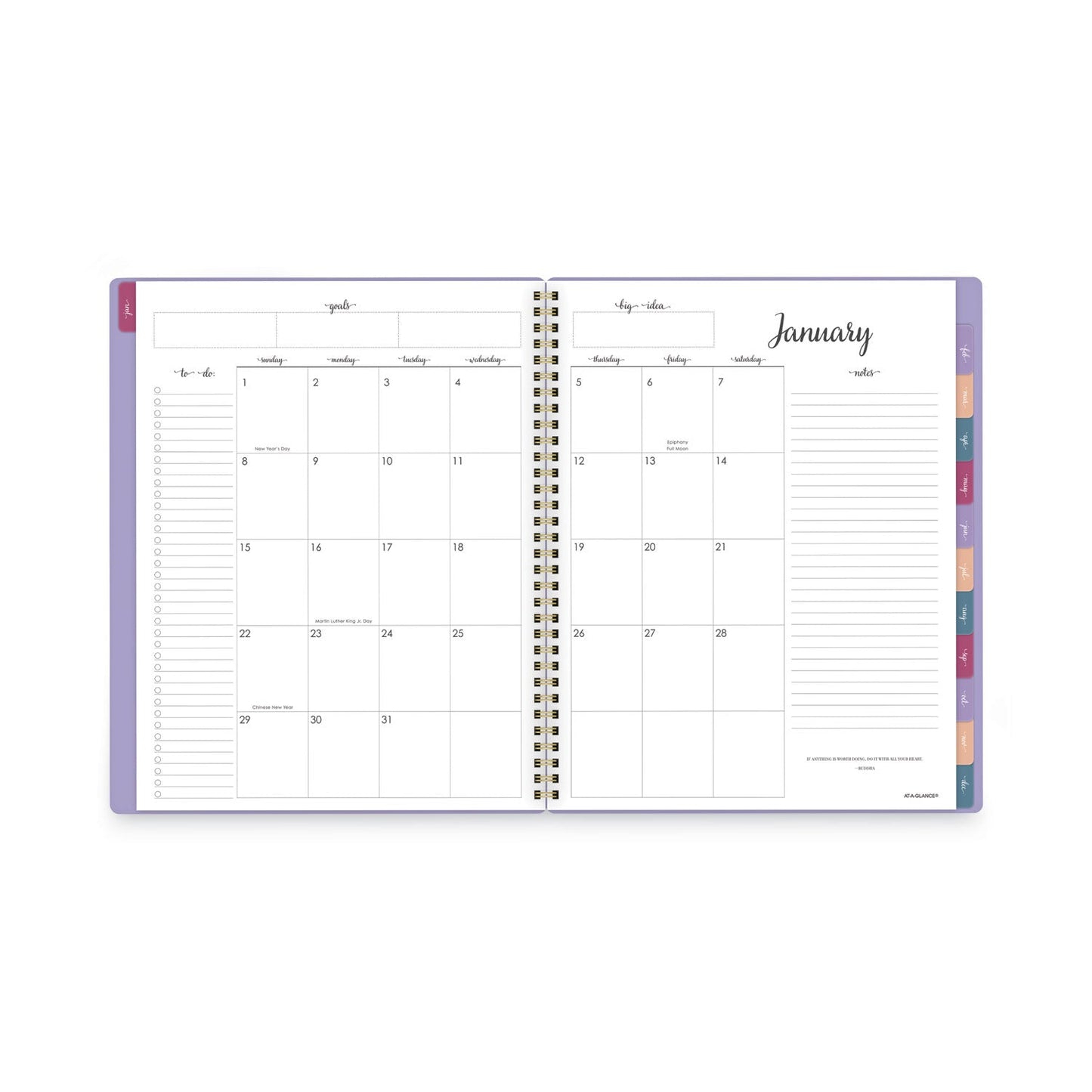 AT-A-GLANCE Harmony Weekly/Monthly Poly Planner, 11 x 8.5, Lilac Cover, 13-Month (Jan to Jan): 2023 to 2024
