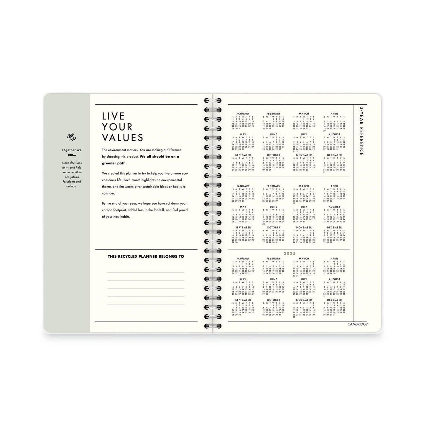 Cambridge GreenPath Weekly/Monthly Planner, GreenPath Artwork, 8.5 x 5.5, White/Green Cover, 12 Month (Jan to Jan): 2023