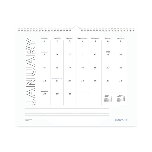 AT-A-GLANCE Modern Core Wall Calendar, Modern Artwork, 15 x 12, White/Black Sheets, 12-Month (Jan to Dec): 2023