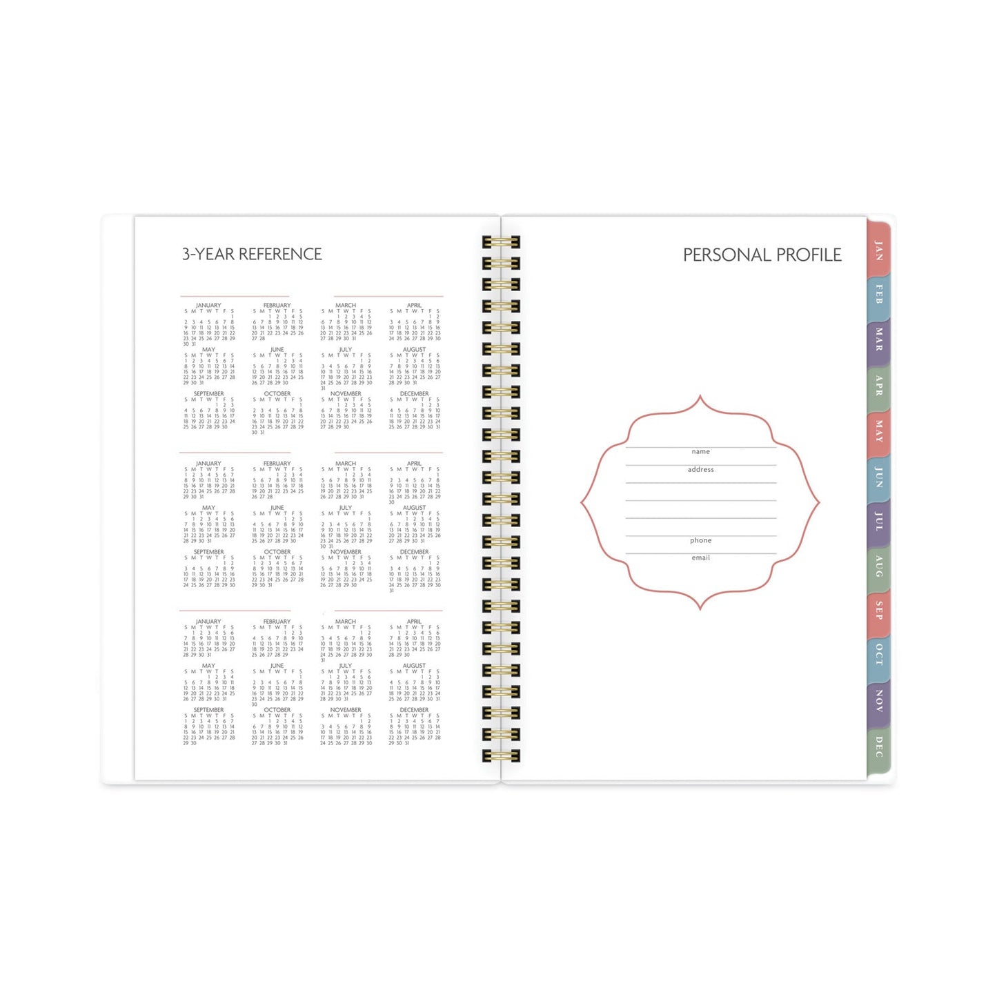 AT-A-GLANCE Badge Floral Weekly/Monthly Planner, Badge Floral Artwork, 8.5x5.5, Blue/Green/Pink Cover, 13-Month(Jan to Jan): 2023 to 2024