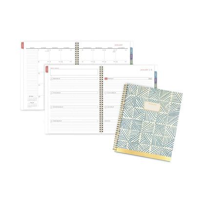 AT-A-GLANCE Badge Hand Drawn Geo Weekly/Monthly Planner, Badge Geo Artwork, 11x8.5, Blue/White Cover, 13-Month(Jan to Jan): 2023 to 2024
