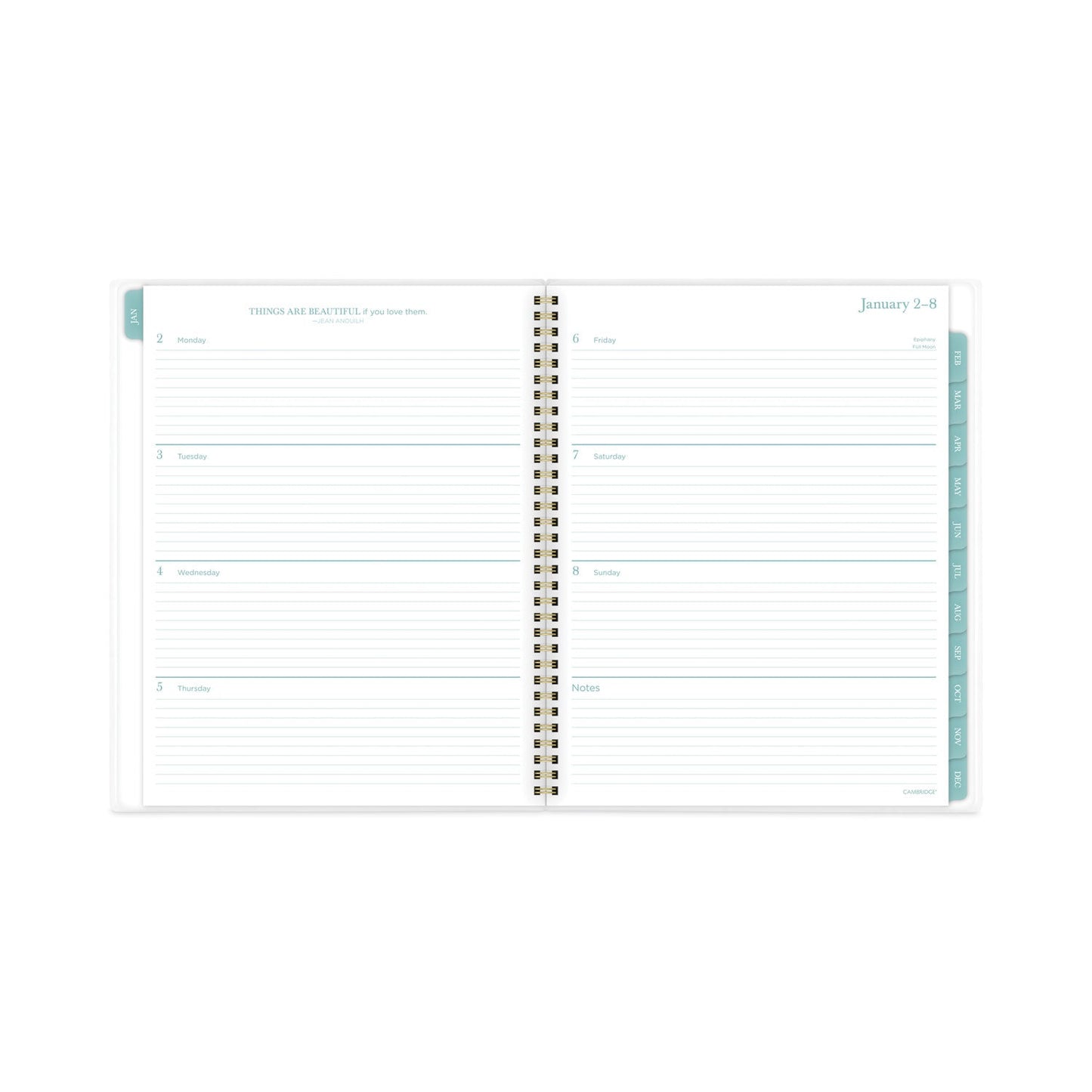 Cambridge Bali Weekly/Monthly Planner, Bali Leaf Artwork, 11 x 8.5, Green/White Cover, 12-Month (Jan to Dec): 2023