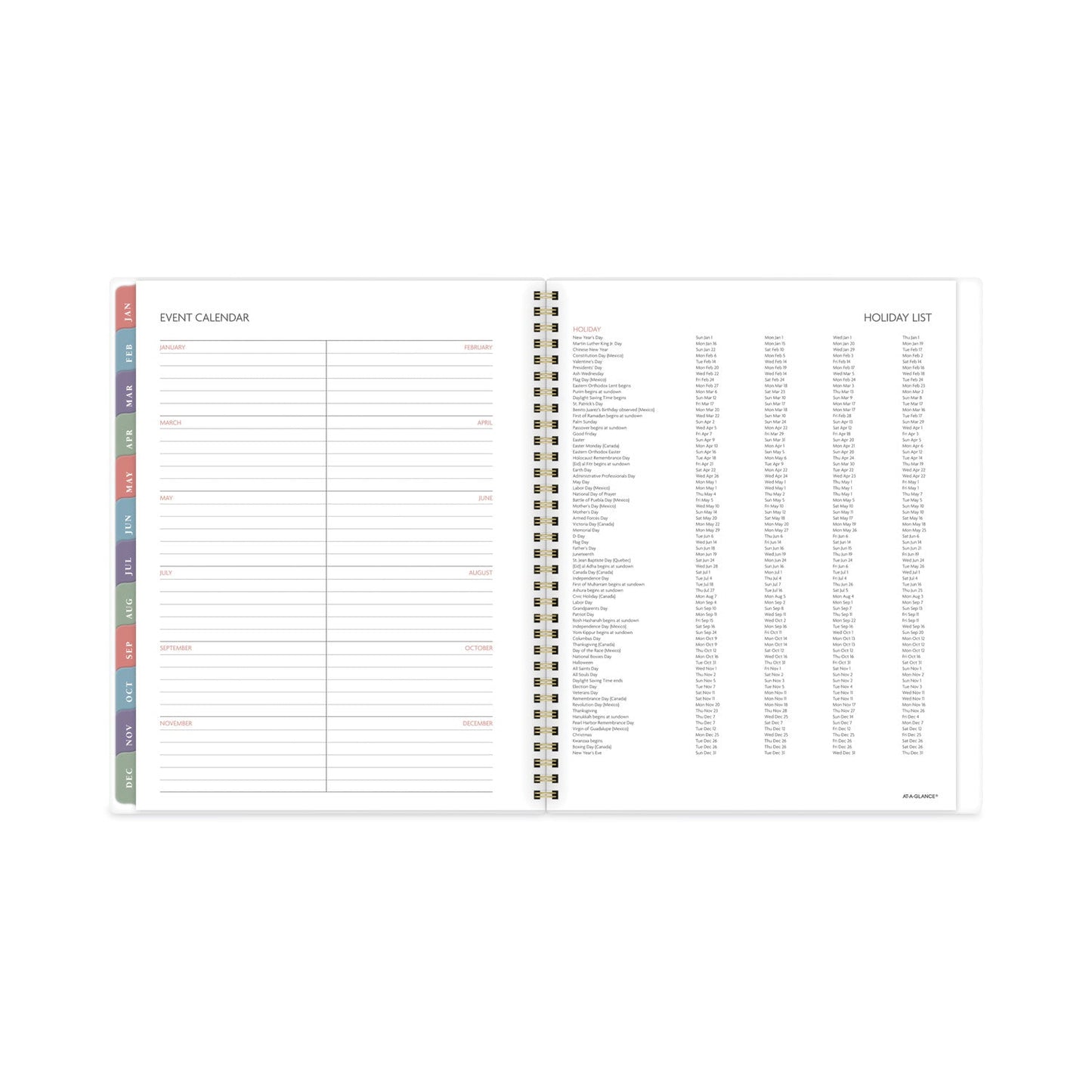 AT-A-GLANCE Badge Floral Weekly/Monthly Planner, Badge Floral Artwork, 11x8.5, Blue/Green/Pink Cover, 13-Month(Jan to Jan): 2023 to 2024
