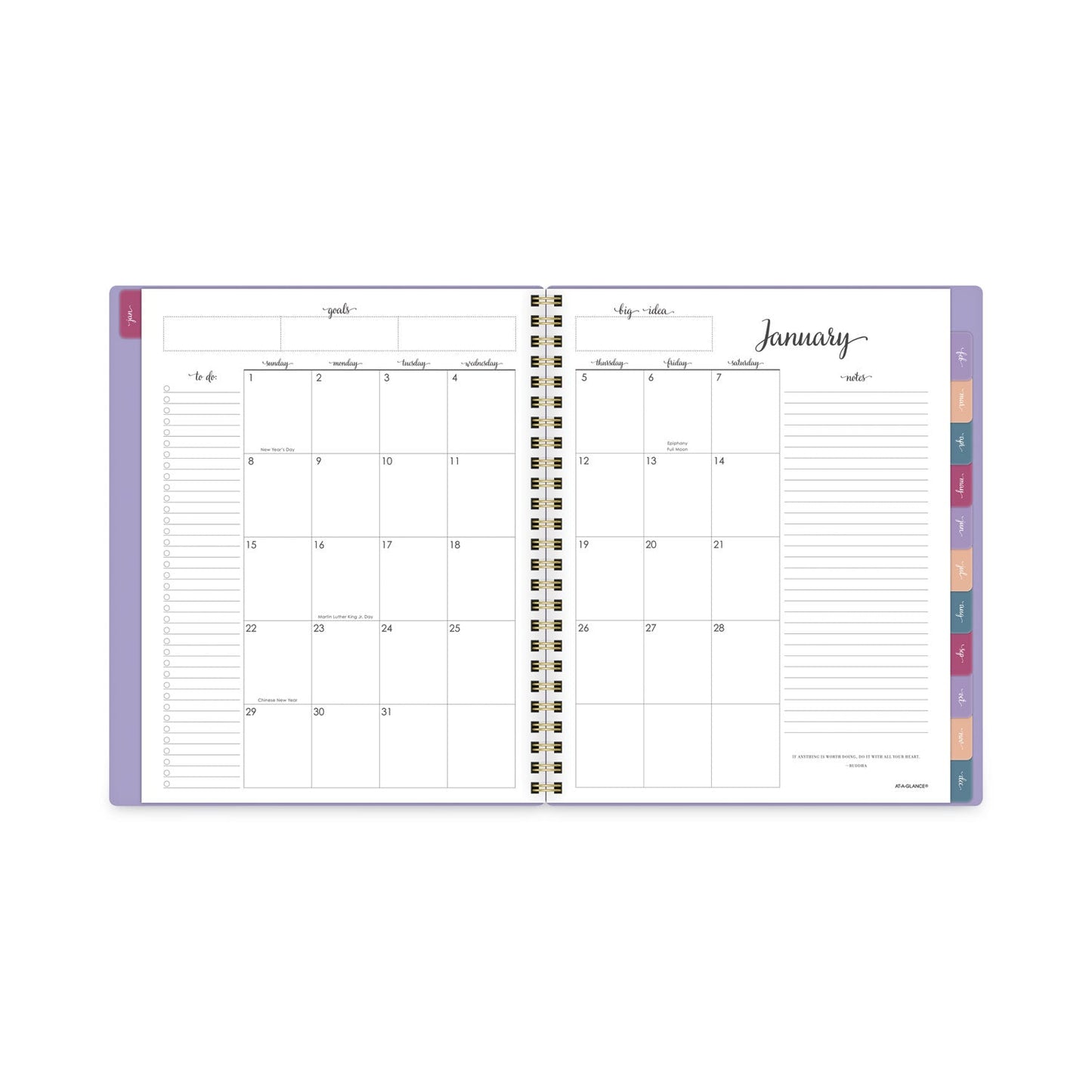 AT-A-GLANCE Harmony Weekly/Monthly Poly Planner, 8.75 x 7, Lilac Cover, 13-Month (Jan to Jan): 2023 to 2024