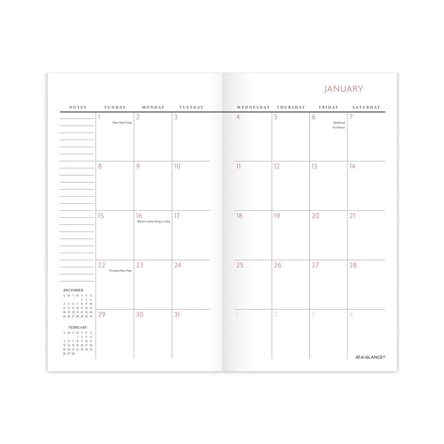 AT-A-GLANCE Badge Floral Two-Year Monthly Planner, Badge Floral Artwork, 6 x 3.5, Blue/Green Cover, 24-Month (Jan to Dec): 2023 to 2024